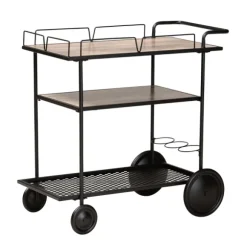 Kirkland's Home Kitchen Islands & Bar Carts-Black 3-Tier Industrial Bar Cart
