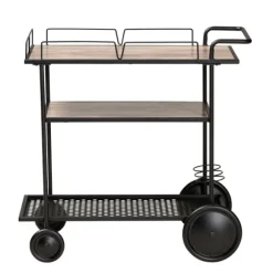 Kirkland's Home Kitchen Islands & Bar Carts-Black 3-Tier Industrial Bar Cart