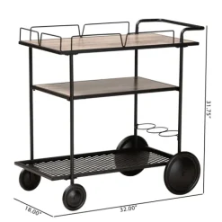 Kirkland's Home Kitchen Islands & Bar Carts-Black 3-Tier Industrial Bar Cart