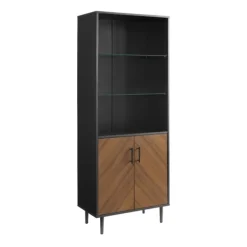 Kirkland's Home Bookshelves-Black Two Tone Bookshelf With Hutch