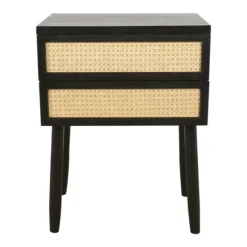 Kirkland's Home Accent & End Tables-Black Two-Drawer Rattan Front Accent Table