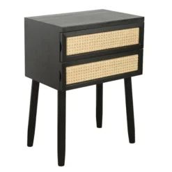 Kirkland's Home Accent & End Tables-Black Two-Drawer Rattan Front Accent Table