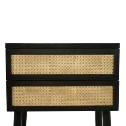 Kirkland's Home Accent & End Tables-Black Two-Drawer Rattan Front Accent Table