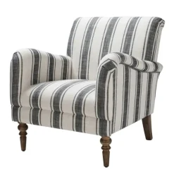 Kirkland's Home Accent Chairs-Black White Carved Slope Stripe Accent Chair