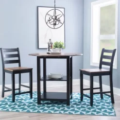 Kirkland's Home Dining Tables-Black Wood Farmhouse 3-Pc. Stool And Table Set