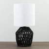 Kirkland's Home Table Lamps-Black Woven Metal And String Table Lamp