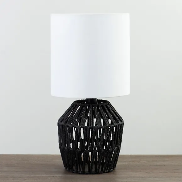Kirkland's Home Table Lamps-Black Woven Metal And String Table Lamp