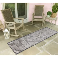 Kirkland's Home Outdoor Rugs-Blake Gray Cube Indoor/Outdoor Runner, 1X7