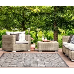 Kirkland's Home Outdoor Rugs-Blake Gray Cube Indoor/Outdoor Area Rug, 7X9