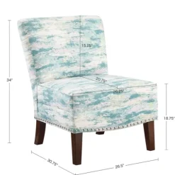 Kirkland's Home Accent Chairs-Blue Abstract Armless Accent Chair