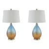 Kirkland's Home Table Lamps-Blue And Amber Glass Table Lamps, Set Of 2
