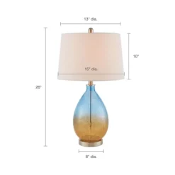 Kirkland's Home Table Lamps-Blue And Amber Glass Table Lamps, Set Of 2