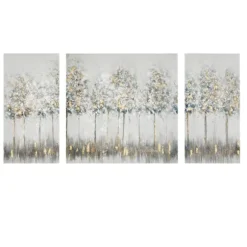 Kirkland's Home Canvas Art-Blue And Gold Trees Canvas Art Prints, Set Of 3