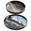 Kirkland's Home Decorative Trays-Blue And Gray Round Abstract Trays, Set Of 2