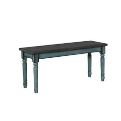 Kirkland's Home Dining Chairs-Blue And Gray Traditional Wood Bench