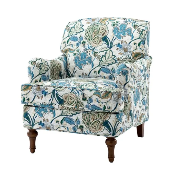 Kirkland's Home Accent Chairs-Blue And White Floral Classic Accent Chair