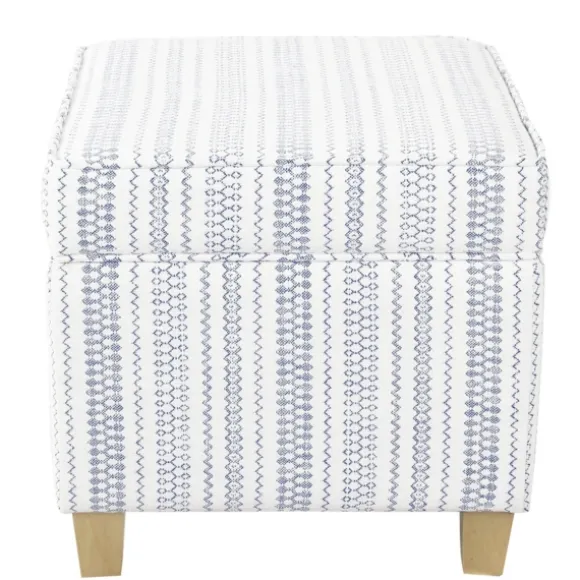 Kirkland's Home Benches & Ottomans-Blue And White Hometown Striped Storage Ottoman