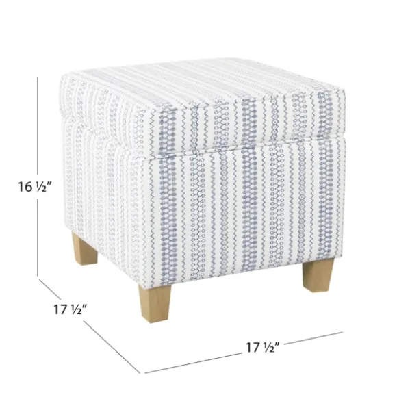 Kirkland's Home Benches & Ottomans-Blue And White Hometown Striped Storage Ottoman