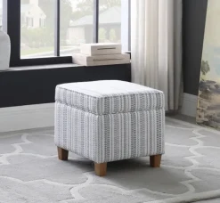 Kirkland's Home Benches & Ottomans-Blue And White Hometown Striped Storage Ottoman