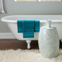 Kirkland's Home Accent & End Tables-Blue And White Mosaic Capiz Shell Drum End Table