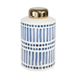 Kirkland's Home Decorative Bowls & Jars-Blue And White Patterned Ceramic Jar