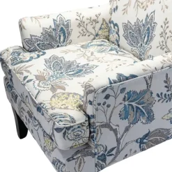Kirkland's Home Accent Chairs-Blue And Yellow Floral Upholstered Accent Chair