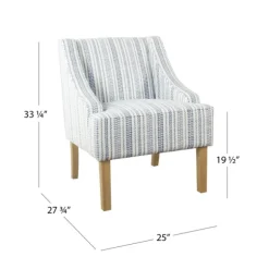 Kirkland's Home Accent Chairs-Blue Farmhouse Stripe Swoop Accent Chair