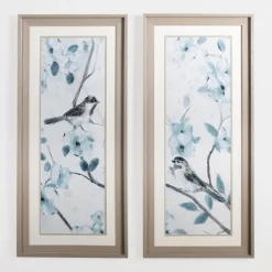 Kirkland's Home Framed Art-Blue Floral Bird I Framed Art Print