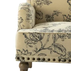 Kirkland's Home Accent Chairs-Blue Floral Nailhead Trim Upholstered Accent Chair