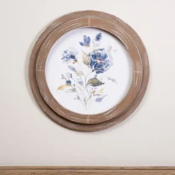 Kirkland's Home Framed Art-Blue Florals I Round Framed Art