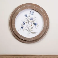 Kirkland's Home Framed Art-Blue Florals Ii Round Framed Art