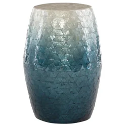Kirkland's Home Accent & End Tables-Blue Ombre Mosaic Capiz Shell Drum End Table
