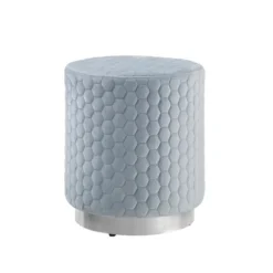 Kirkland's Home Benches & Ottomans-Blue Quilted Honeycomb Ottoman