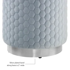 Kirkland's Home Benches & Ottomans-Blue Quilted Honeycomb Ottoman