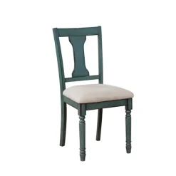 Kirkland's Home Dining Chairs-Blue Wood Upholstered Dining Chairs, Set Of 2