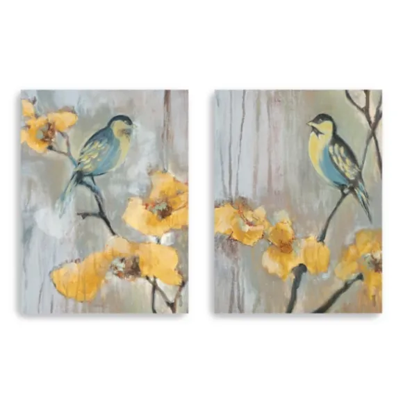 Kirkland's Home Canvas Art-Bluebirds And Blossoms Canvas Art Prints, Set Of 2