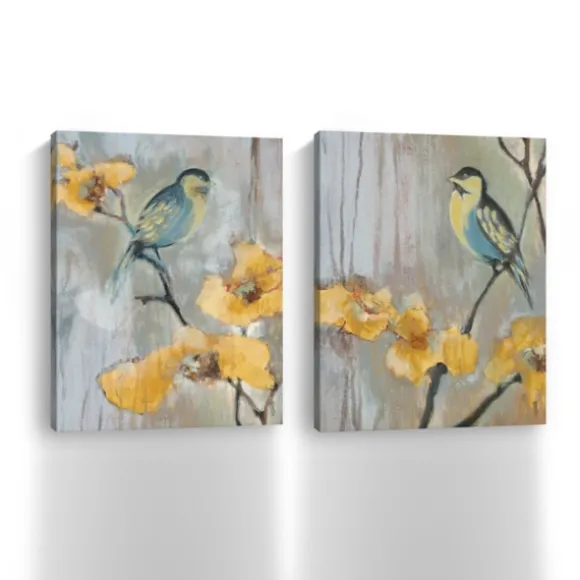 Kirkland's Home Canvas Art-Bluebirds And Blossoms Canvas Art Prints, Set Of 2