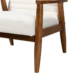 Kirkland's Home Accent Chairs-Boucle & Wood Frame Accent Chair