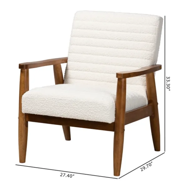 Kirkland's Home Accent Chairs-Boucle & Wood Frame Accent Chair