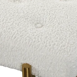 Kirkland's Home Benches & Ottomans-Boucle Seat And Gold Legs Bench