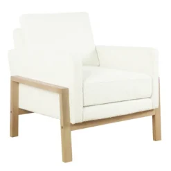 Kirkland's Home Accent Chairs-Boucle Wood Frame Accent Chair