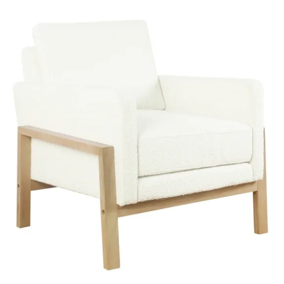 Kirkland's Home Accent Chairs-Boucle Wood Frame Accent Chair