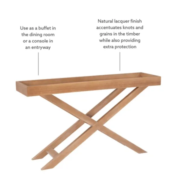 Kirkland's Home Console Tables-Brazilian Pine Tray Top Console Table
