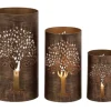 Kirkland's Home Candle Holders-Bronze Metal Tree Hurricanes, Set Of 3