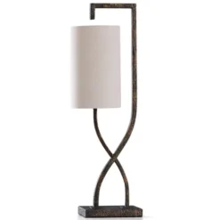 Kirkland's Home Table Lamps-Bronze Metal Wire Hourglass Table Lamp
