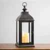 Kirkland's Home Lanterns-Bronze Plastic Lantern With Led Pillar Candles
