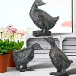Kirkland's Home Statues & Figurines-Bronze Textured Duckling Statues, Set Of 3