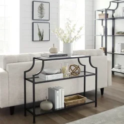 Kirkland's Home Console Tables-Bronze 3-Tier Ashlee Console Table