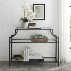Kirkland's Home Console Tables-Bronze 3-Tier Ashlee Console Table