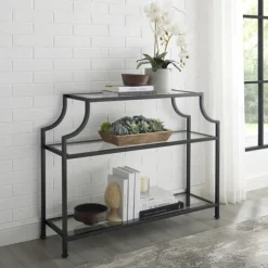 Kirkland's Home Console Tables-Bronze 3-Tier Ashlee Console Table